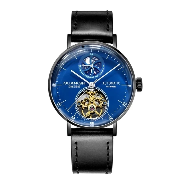 Guanqin GJ16118 Montre squelette mécanique pour homme, engrenages apparents